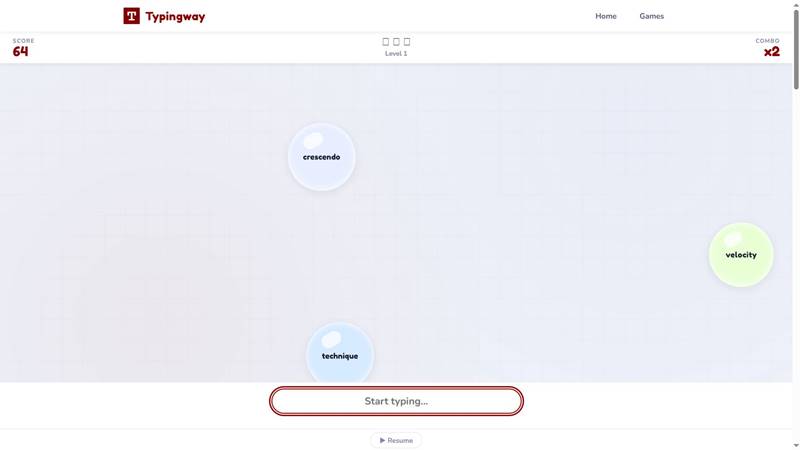Bubble Blast Typing Game Practice